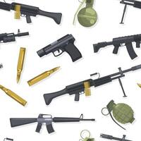 Military Weapon Seamless Pattern, Combat Army Weapon Objects Textile, Wallpaper, Wrapping Paper, Background Design Flat Illustration vector