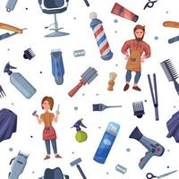 Barber tools and characters illustration vector