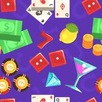 Casino Gambling Seamless Pattern, Game of Chance Symbols Textile, Wallpaper, Wrapping Paper, Background Design Illustration vector