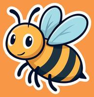 Cute cartoon bee sticker vector