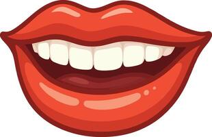 Smiling red lips with white teeth vector