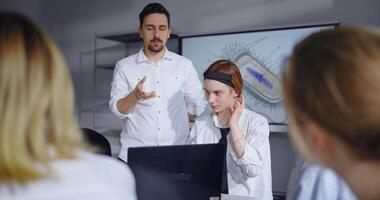 School Students Studying Human Brain Activity, Experiment With Electroencephalography In Classroom video