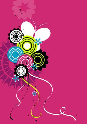 Elegant Abstract Floral Pattern in Dark Pink, Background Illustration