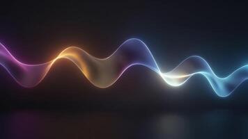 Neon 3D music waves on a black background, 3D background music, vibrant and immersive video