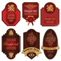 Modern Red Label Badges Template - Creative Tag, Sticker and Ribbon Design for Branding and Packaging vector