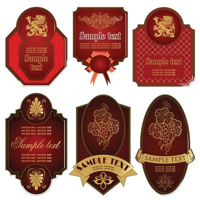 Modern Red Label Badges Template - Creative Tag, Sticker and Ribbon Design for Branding and Packaging