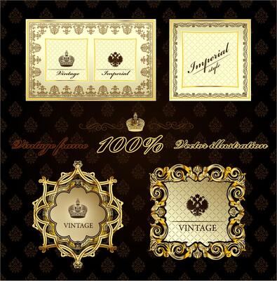 Elegant Vintage Ornament Illustration Gold Baroque Decorative Design Classic Flourish Art