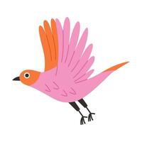 Flying spring bird illustration. Beautiful birdie. cartoon illustration in childish style isolated on white background. vector