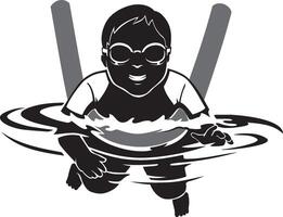 Boy Practicing Swimming vector