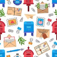 Colorful postage stamps and mail elements vector
