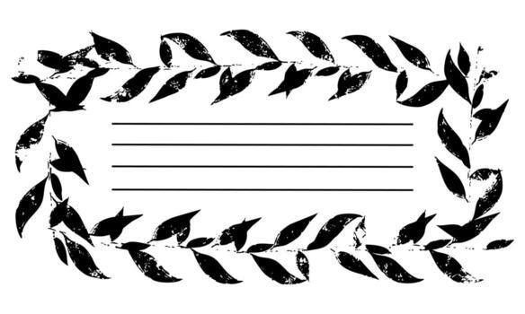 rectangular alargado marco con mal impreso desgastado impresión y afligido impresión texturas ilustración con rayas para escribiendo. modelo para cuadernos, cuadernos de bocetos como principal página. negro en blanco vector