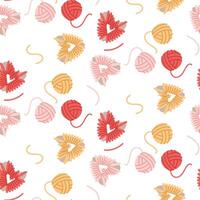 Colorful yarn and heart pattern design vector