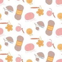 Yarn and crochet supplies pattern design vector