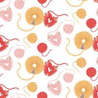 colorful yarn and heart pattern vector