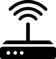 WiFi Router with Signal Waves Solid Black Silhouette vector