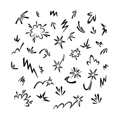 Comic book icons background. Speed, burst, boom, fight, splash, magic cartoon manga effects. Movement and motion concept. Super hero action doodle drawing. Spark, blast, explosion illustration
