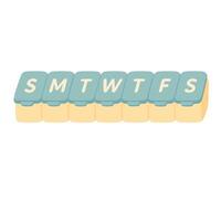 Cartoon weekly pillbox with soft pastel colors. Flat medicine container for daily use. vector