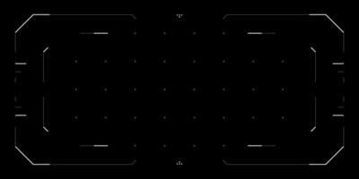 Futuristic HUD interface with tech glitch elements and digital overlay. Cyberpunk style UI with hologram frames, radar, reticle, and sci fi data panels. Abstract background for games or VR. vector