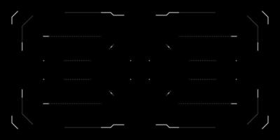 Futuristic HUD interface with glitchy tech UI for drone or sci fi game. Circular radar, target reticle, FPV layout and digital data overlay. Cyberpunk display with tactical and military elements. vector