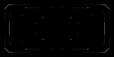 Futuristic HUD UI overlay for drone, game or cyberpunk tech interface. Glitchy digital screen with radar, data frame, sci fi control elements, FPV view and sleek sci system layout on dark background. vector