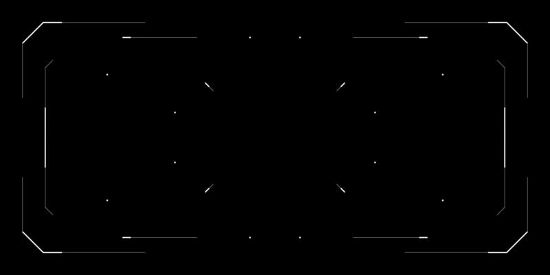 Futuristic HUD UI overlay for drone, game or cyberpunk tech interface. Glitchy digital screen with radar, data frame, sci fi control elements, FPV view and sleek sci system layout on dark background.