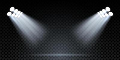 Stage spotlight beam with blue and white glow. disco or concert scene with glitter, illumination and dark club background. Abstract night show with LED rays and fantasy sparkle effect. vector