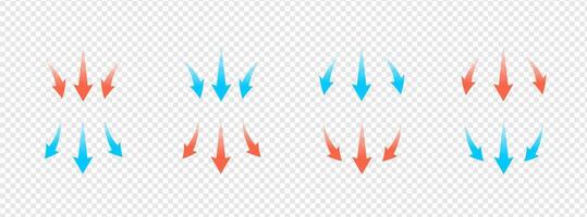 Abstract illustration of airflow and temperature concept. Features curved arrows, hot and cold waves, AC, heater, and HVAC elements clean, futuristic energy designs. vector