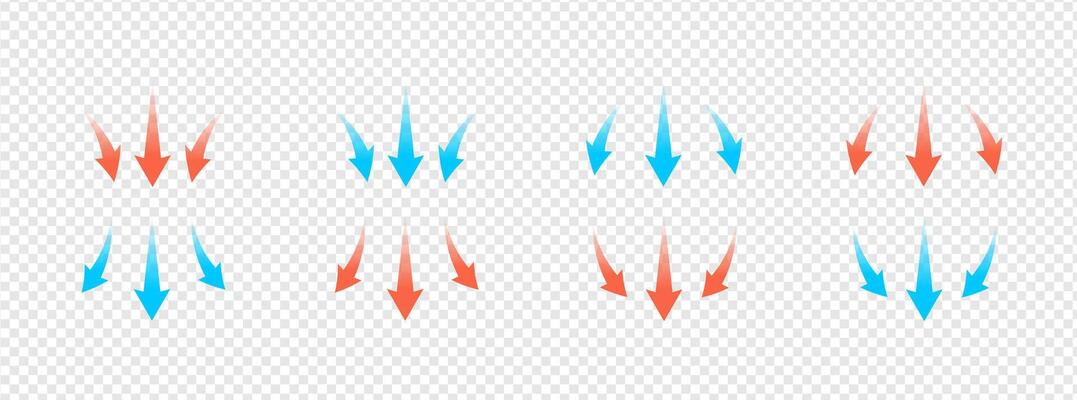 Abstract illustration of airflow and temperature concept. Features curved arrows, hot and cold waves, AC, heater, and HVAC elements clean, futuristic energy designs.