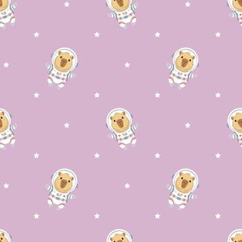 sin costura modelo con carpincho astronauta en fondo de el estrellado cielo vector