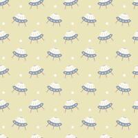 Seamless pattern with spacecraft and stars vector