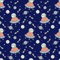 Cartoon aliens in spaceships design vector