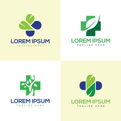 medical healthcare plus sign leaf logo design modern minimal concept wellness hospital