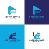 hosting server logo design modern minimal concept collection vector
