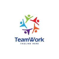 teamwork people group logo design modern minimal colorful concept vector