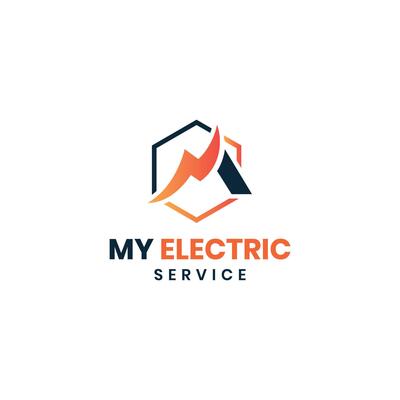 letter mark M electric lighting bolt monogram logo design concept hexagon letter M