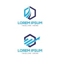 marketing finance hexagon shape creative logo design accounting business startup vector