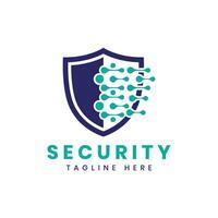 security dotted pixel logo design technology business cyber security vector