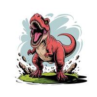 Furious Red T-Rex Roaring Attack Illustration vector