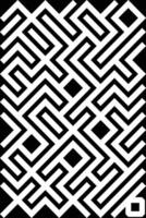 black and white abstract geometric pattern featuring maze-like shapes and structures. Ideal for modern designs, graphical backdrops, or conceptual visual artistry reflecting complexity and minimalism. vector
