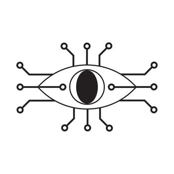 Abstract Eye and Circuit Concept Symbolizing Artificial Intelligence and Technology vector