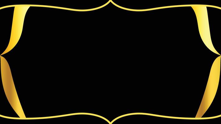 Elegant Black Background With Golden Frame and Curves for Luxury Design. Modern border and frame design. Suitable for Invitations, certificates, awards, templates, banners, posters, cards.