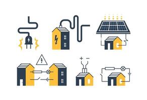 Electrical systems and solar energy icons vector