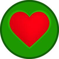 Red Heart in Green Circle Icon - Love and Favorite vector