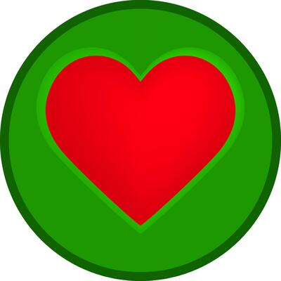 Red Heart in Green Circle Icon - Love and Favorite