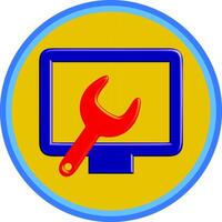 Computer Repair and Service Icon - Monitor and Wrench vector