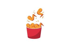 crispy chicken wing bucket icon flat design vector