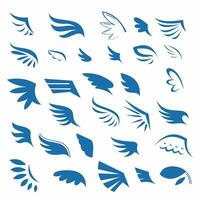 set of abstract icons with wings for logo decoration. vector