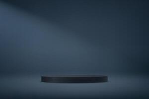 Dark blue studio room background. Blue background 3d with black podium. Empty room with light effect. Space for selling products on the website. Business backdrop. illustration. vector