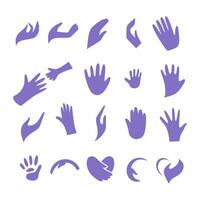 set of abstract icons with images of hands and palms for logo decoration. vector