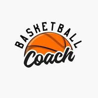 Illustration featuring an orange basketball with stylized text above and below vector